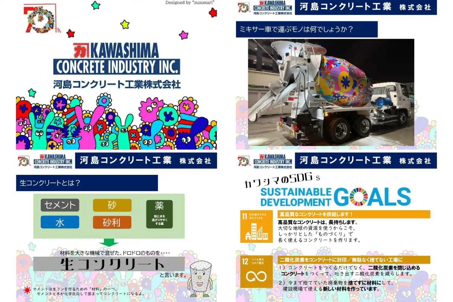 小学生向けの出張授業の資料。生コン製造からSDGsを学ぶ